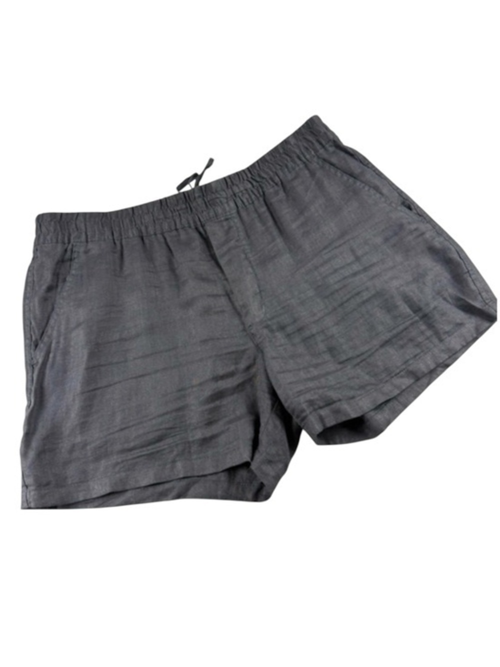 Zara 100% Linen Elastic Waist Shorts Relaxed Drawstring Women’s XL Black